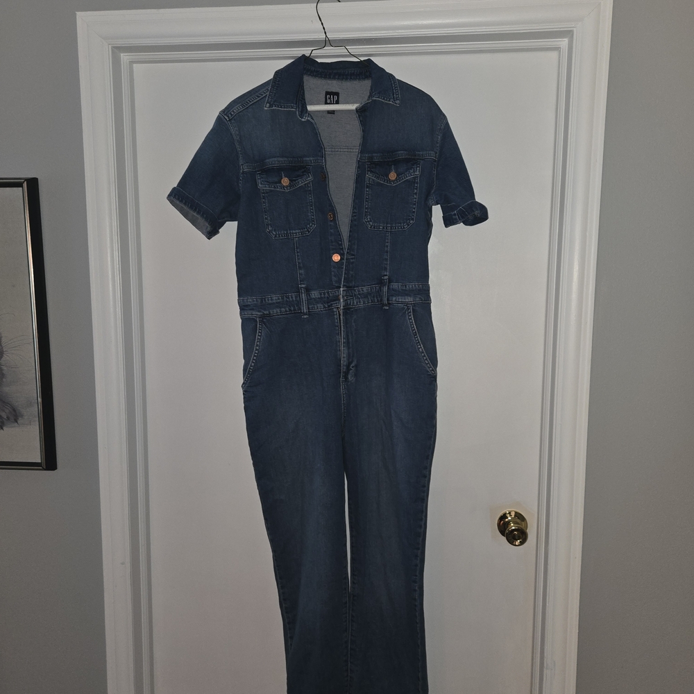 GAP Denim Jumpsuit with Short Sleeves